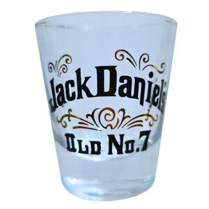 Jack Daniels Old No. 7 Tennessee Whiskey Clear Decorated Shot Glass Vintage